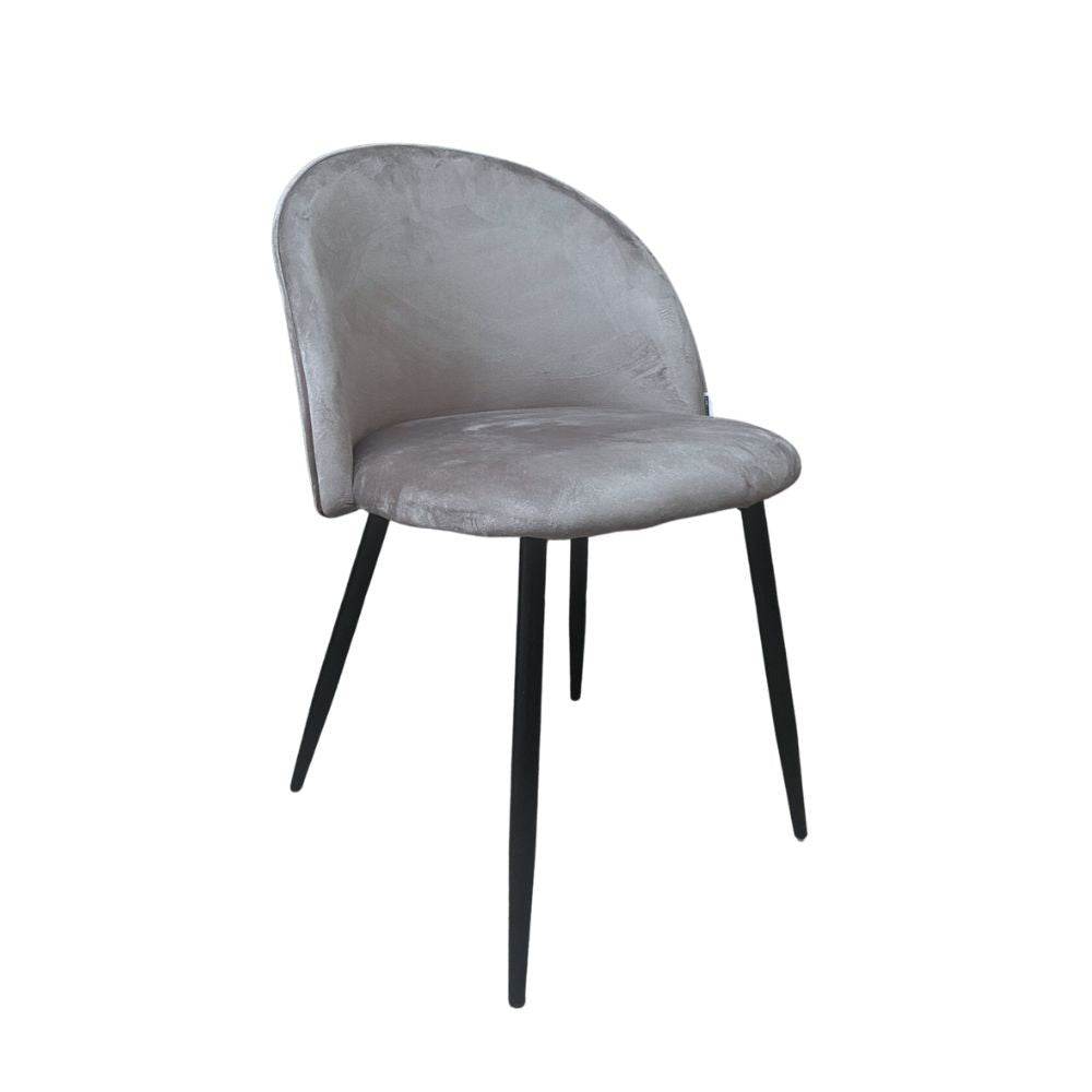 Lot de 4 chaises en tissu gris et pieds en métal noir - Despina