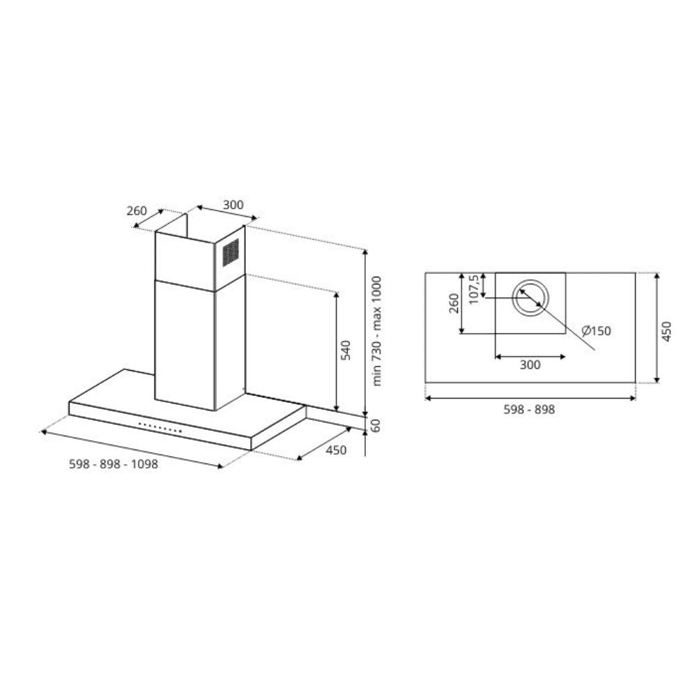 Cappa da parete KT90P1XV 90 cm 1 motore 3 velocità inox classe B Bertazzoni