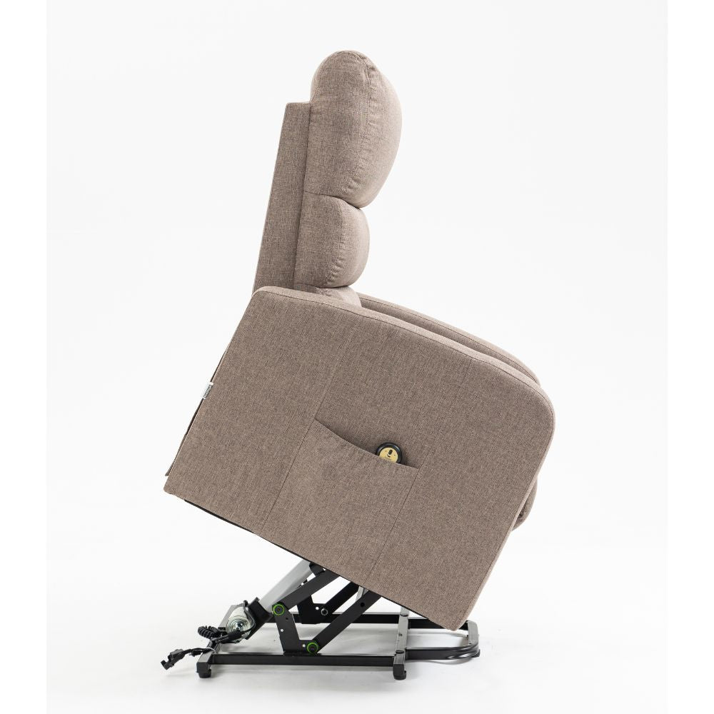 Fauteuil releveur 1 moteur en tissu couleur cappuccino - Lorena