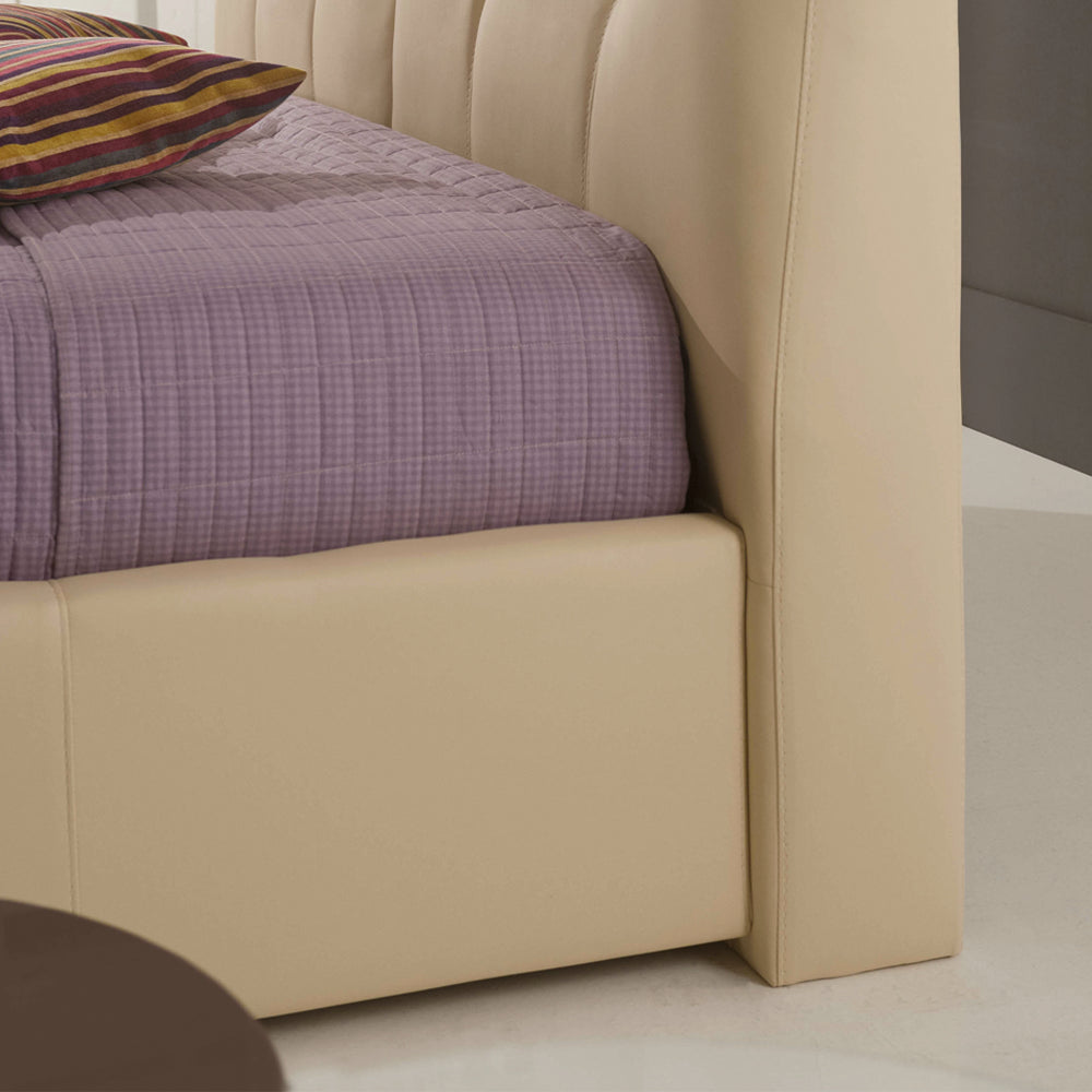 Letto matrimoniale con contenitore e testiera colore crema - Melia
