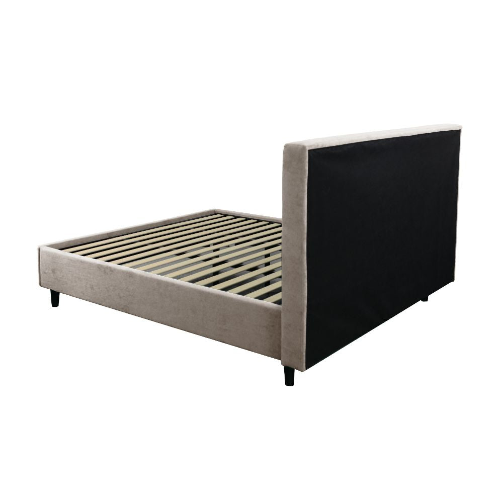 Letto matrimoniale con rete inclusa in tessuto colore tortora Snello