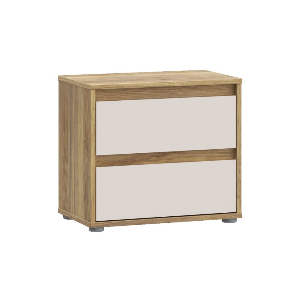 Comodino con 2 cassetti colore rovere e cashmere Neutra