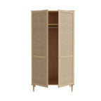 Armadio 2 ante in rovere con dettaglio effetto rattan 110x52x208H Livia