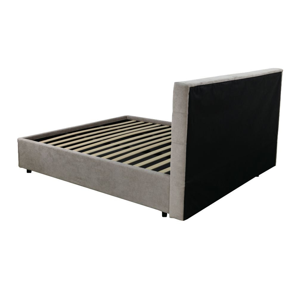 Letto una piazza e mezza con contenitore Ascoli 142x210x110H tessuto Enjoy colore tortora
