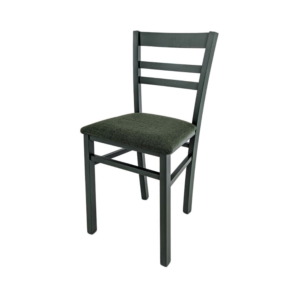 Lot de 2 chaises en bois recouvertes de tissu vert - Chromé