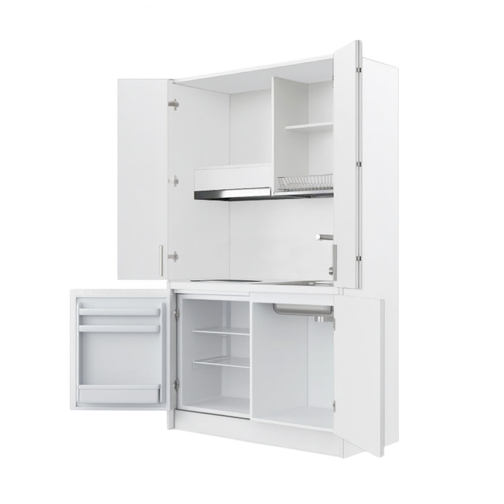 Cuisine escamotable compacte avec électroménager blanc 125x62x208H - Fold Evolution