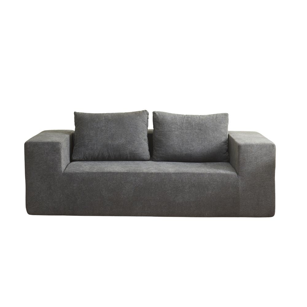 Divano sottovuoto 3 posti in tessuto grigio chiaro con imbottitura in schiuma 200x100x76H Kelly