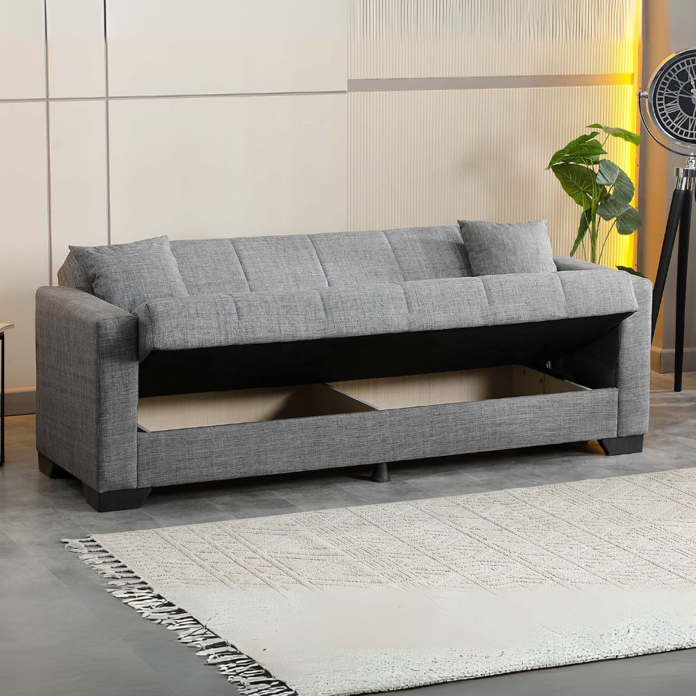 Divano letto con contenitore colore grigio 213x81x83H Moon