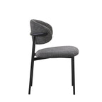 Set 4 sedie in tessuto effetto teddy grigio con gambe in metallo nero Judit