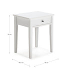 Table de chevet en bois massif avec tiroir couleur blanc 46x55H cm - Bart