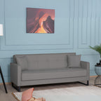 Divano letto con contenitore 3 posti in vellutino colore grigio - Legen