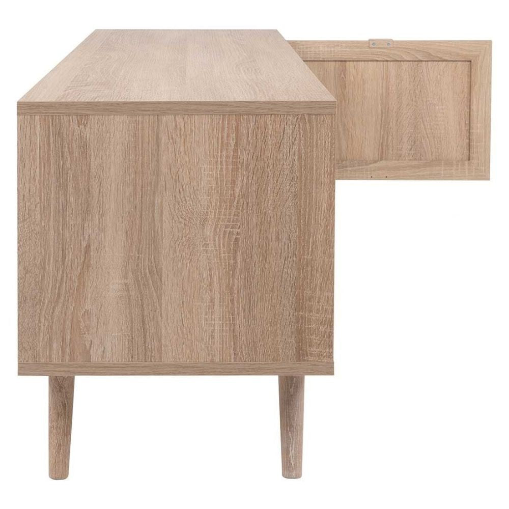 Mobile porta TV 150x52h cm con 2 ante colore quercia e effetto vimini - Bali 56A