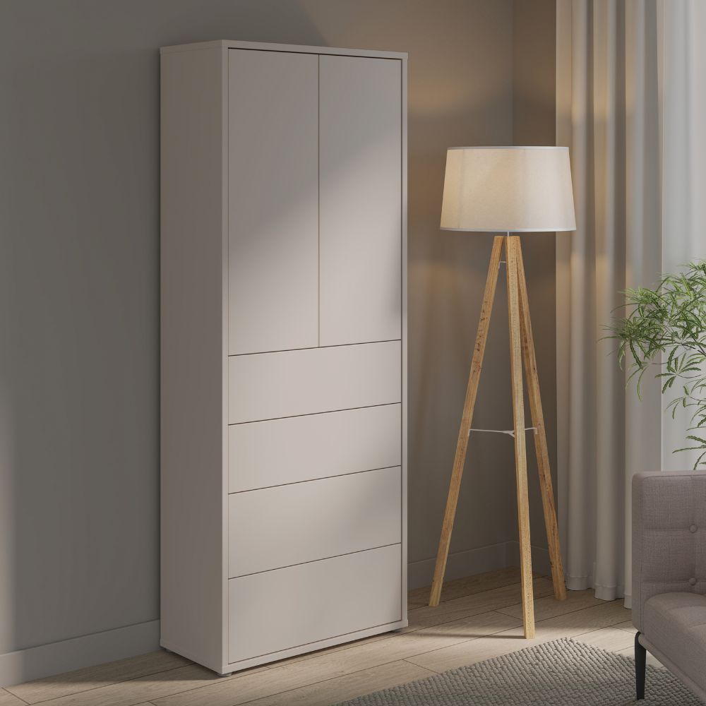 Mobile multiuso 4 cassetti e 2 ante  colore cashmere 75x35x192 Medea