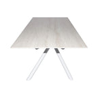 Tavolo fisso con piano effetto marmo travertino e struttura in metallo bianco stile Shangai 180x90 Corveo