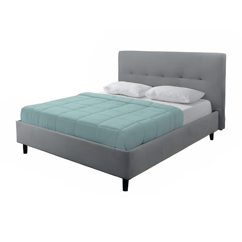 Camera da letto con armadio scorrevole bianco opaco e letto matrimoniale Snello grigio chiaro Rango