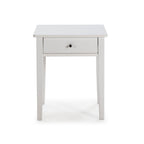 Table de chevet en bois massif avec tiroir couleur blanc 46x55H cm - Bart