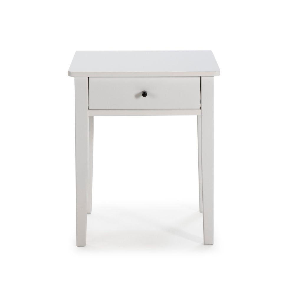 Table de chevet en bois massif avec tiroir couleur blanc 46x55H cm - Bart