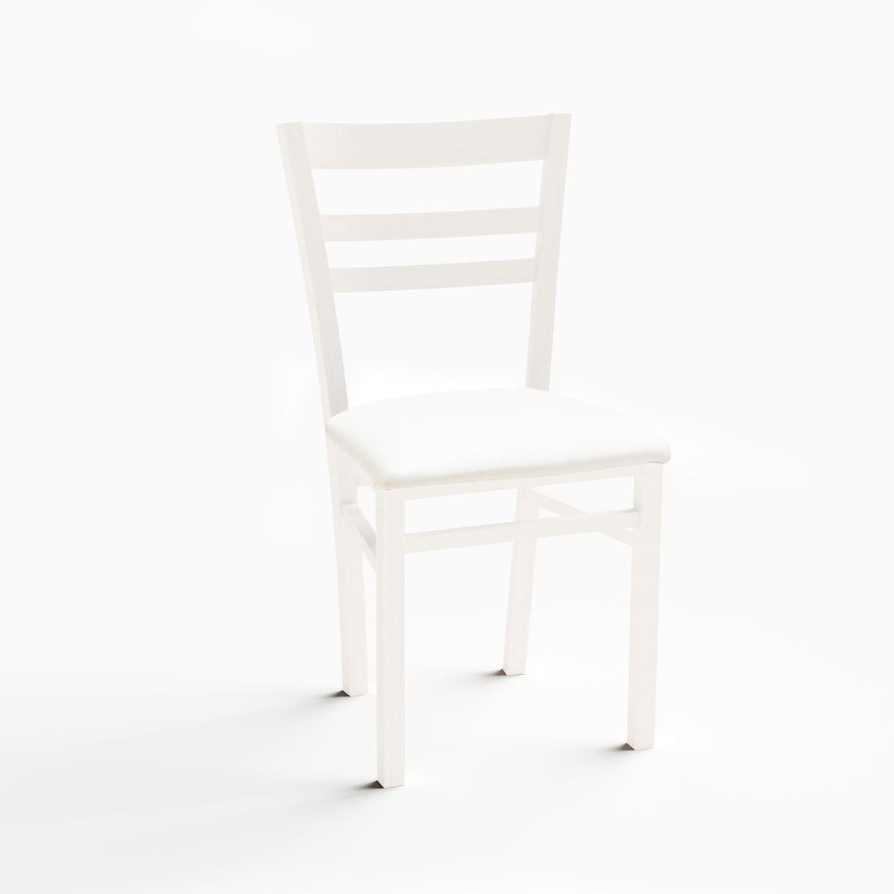 Lot de 2 chaises en bois coloris blanc mat avec assise tapissée