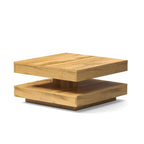 Tavolino da salotto con doppio piano quadrato girevole in rovere wotan 67x67 cm Monolith