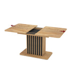 Tavolo allungabile rovere con allunga nera e struttura centrale con listelli 130x85x75H Kadi