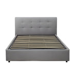 Lit une place et demie avec coffre de rangement en tissu gris clair - Ascoli
