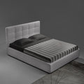 Letto matrimoniale con contenitore e testiera rivestito in tessuto colore grigio - Napoli
