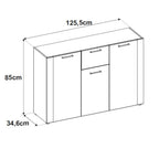 Madia 3 ante e 1 cassetto colore antracite con laterali in rovere artisan Cento01B