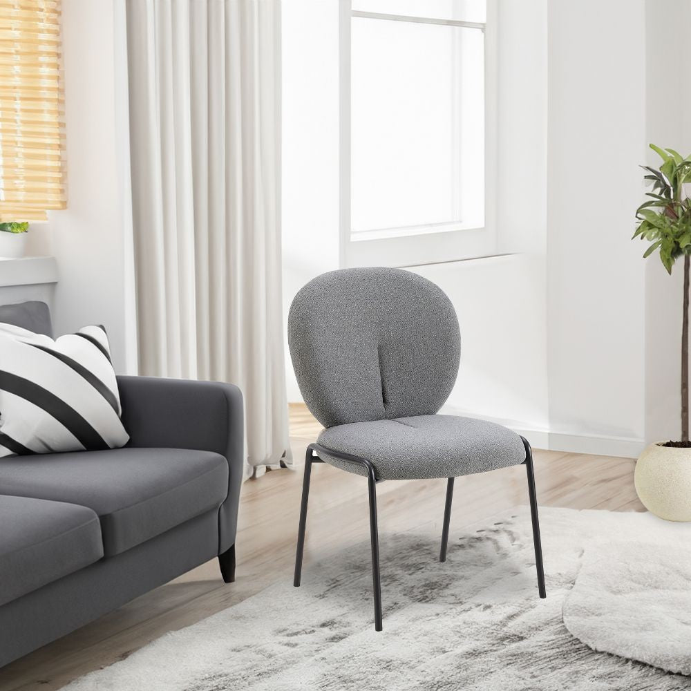 Lot de 2 chaises de salle à manger revêtues de tissu gris 53x94h cm - Sirio