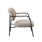 Fauteuil en tissu bouclette et structure en métal Nat tourterelle