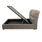 Letto matrimoniale con contenitore in tessuto colore tortora - Sofaback
