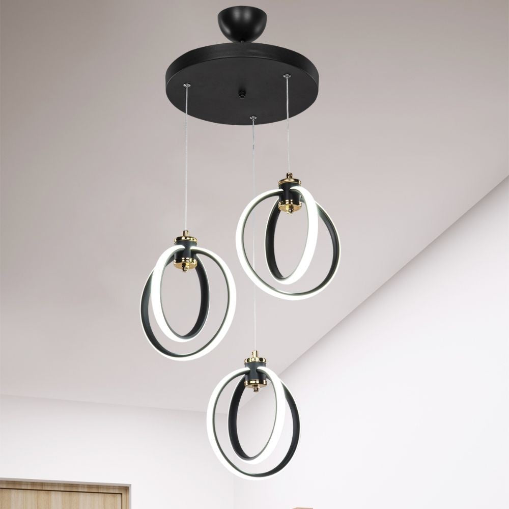 LED-Pendelleuchte 90 cm mit drei LED-Kreisen - Felicia