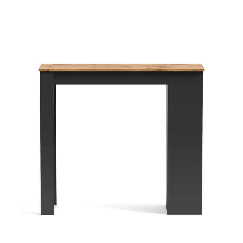 Tavolo snack alto antracite e rovere con 3 ripiani laterali 115x50x103H Kivo