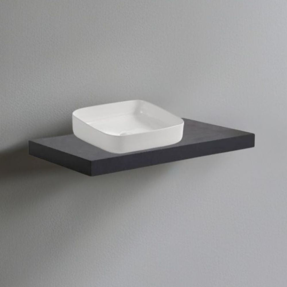 Badezimmer-Konsole in Anthrazit 80x48 cm mit weißem Aufsatzwaschbecken