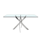 Tavolo 160×90 cm in vetro temperato con gambe incrociate cromate Peyton