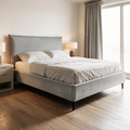 Letto matrimoniale con contenitore in tessuto grigio chiaro Line