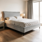 Letto matrimoniale con contenitore in tessuto grigio chiaro Line