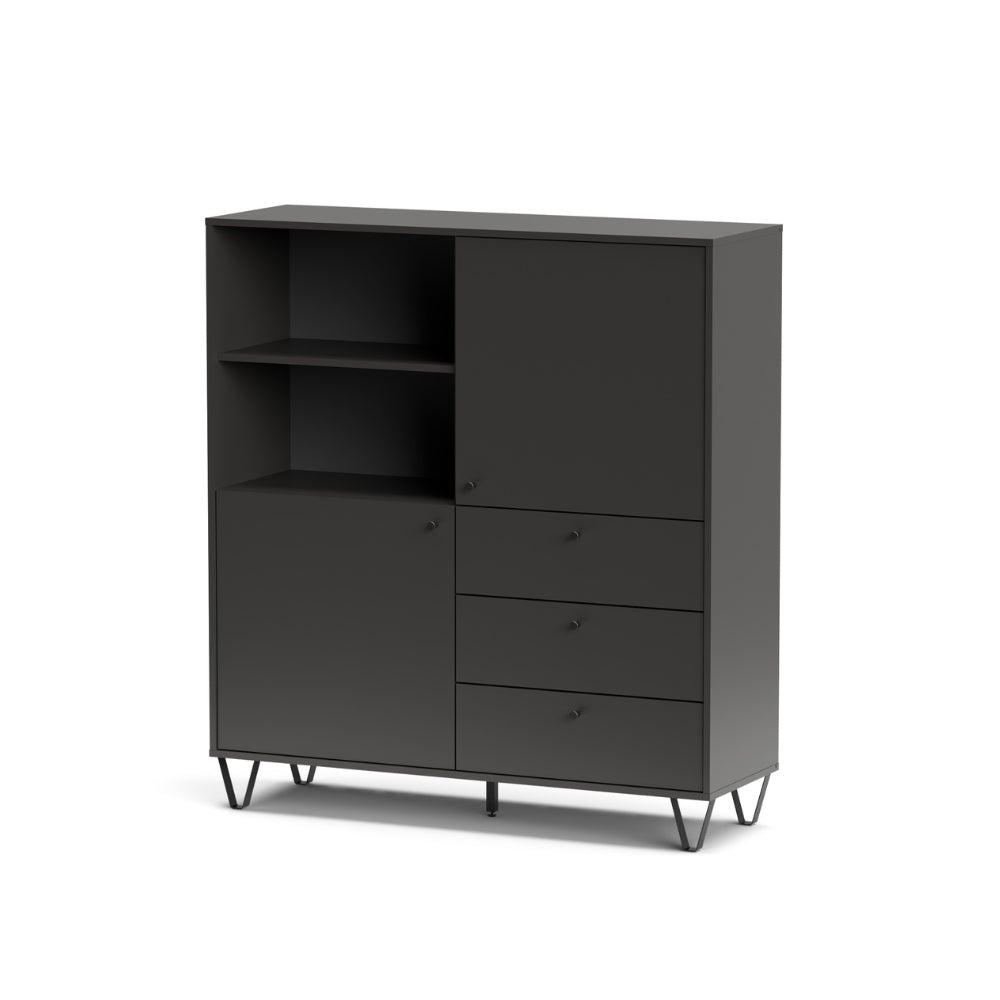 Credenza con ante cassetti e vano a giorno colore antracite 123,6x135H cm - Aldix