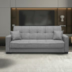Canapé convertible 3 places coffre tissu gris 225 cm - Malpensa