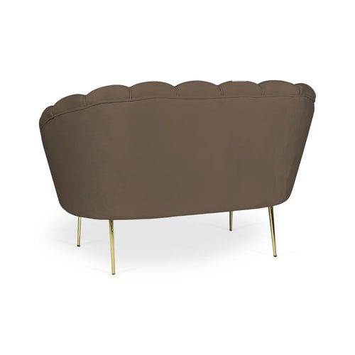 Divano a conchiglia due posti velluto caffè gambe oro 135x75H cm - Orel