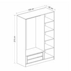 Armadio 3 ante battenti effetto cannettato antracite 135x52x210H Kale