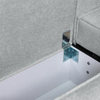 Divano angolare grigio scuro con letto Easy Open, contenitore e penisola reversibile Emily