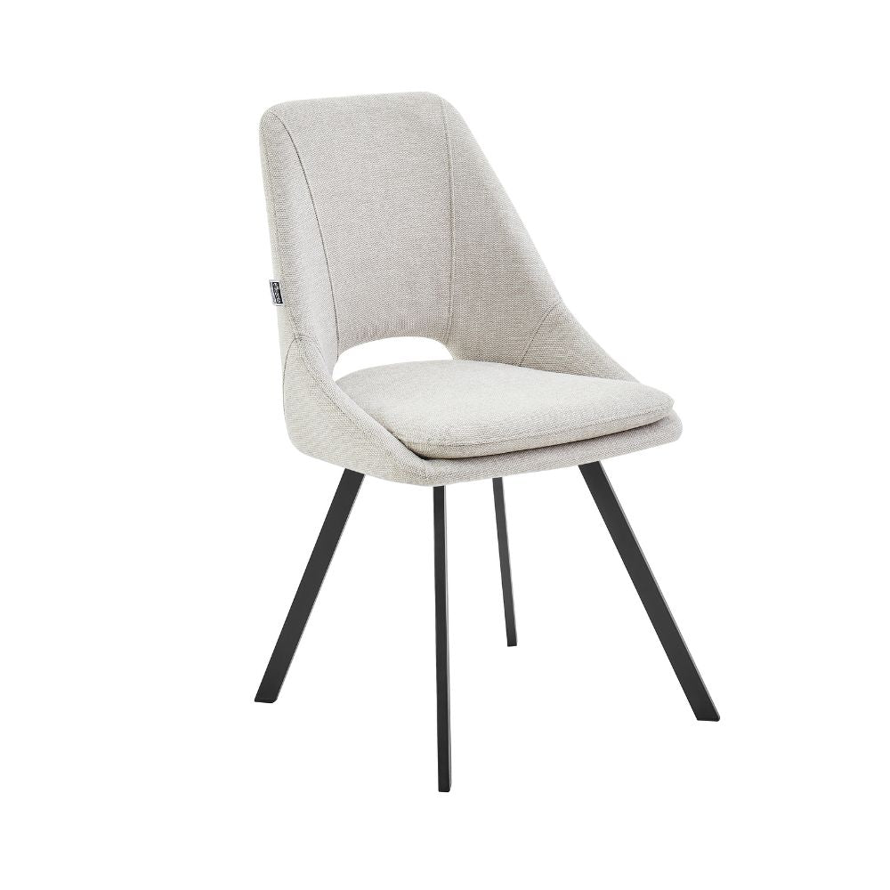Lot de 2 chaises Blauss en tissu écru avec coussin rembourré