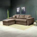 Divano letto con penisola reversibile e contenitore colore cappuccino 260x182x89H Alberta