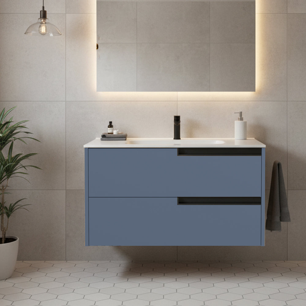 Mobile bagno sospeso 80 cm con cassetti colore azzurro - Former