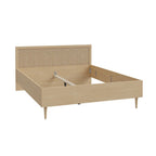 Letto matrimoniale con testiera effetto rattan colore rovere Livia