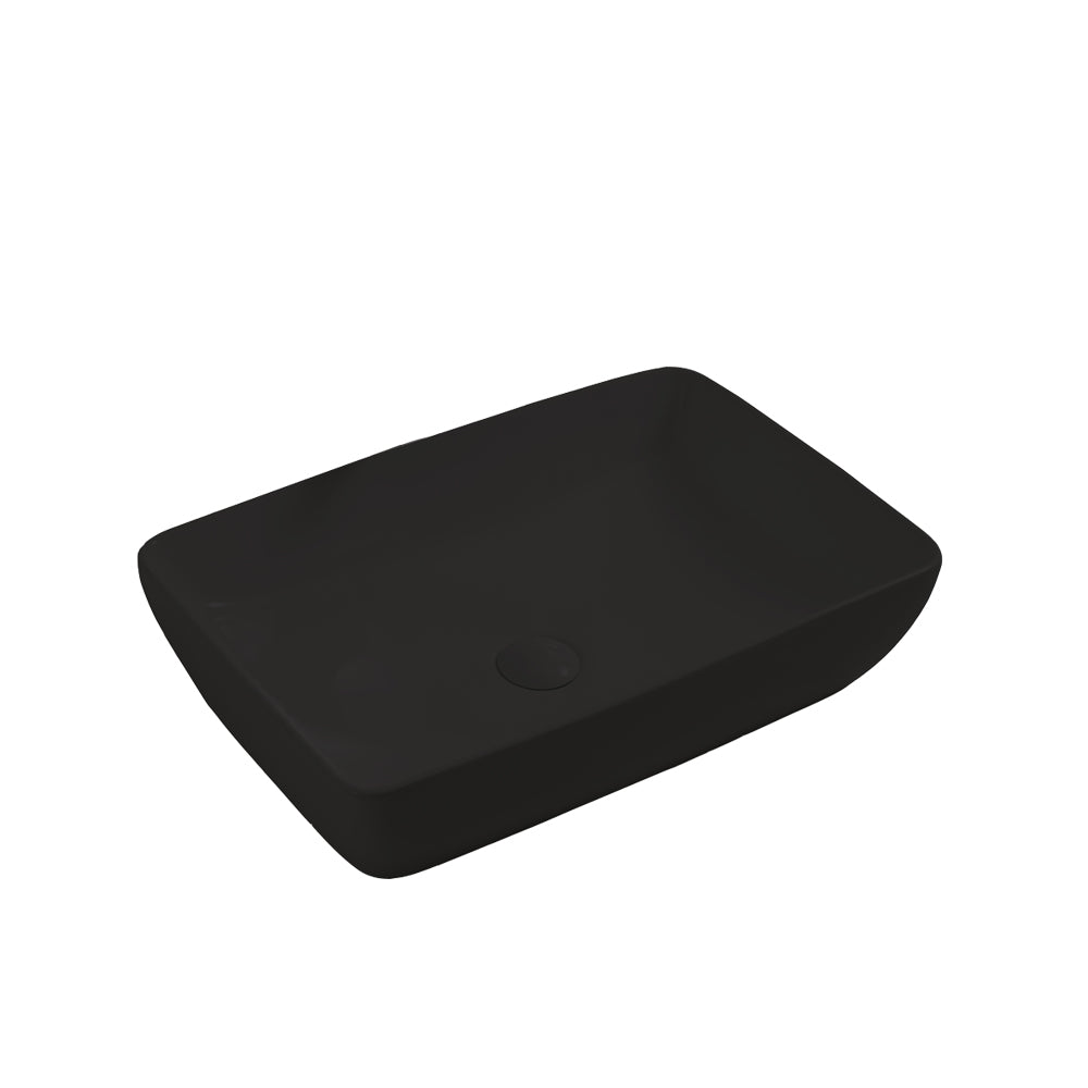 Lavabo da appoggio in ceramica nero opaco senza foro miscelatore 59x40x14.5H 9440B