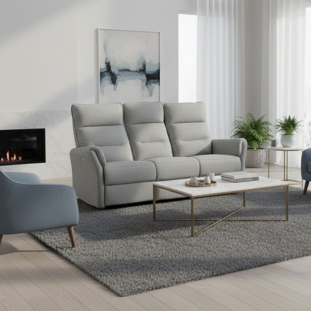 Divano recliner 3 posti elettrico in tessuto grigio 186 cm Softwave