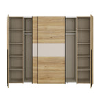 Armadio 2 ante scorrevoli e 2 battenti rovere e cashmere 270x61x210 Callia