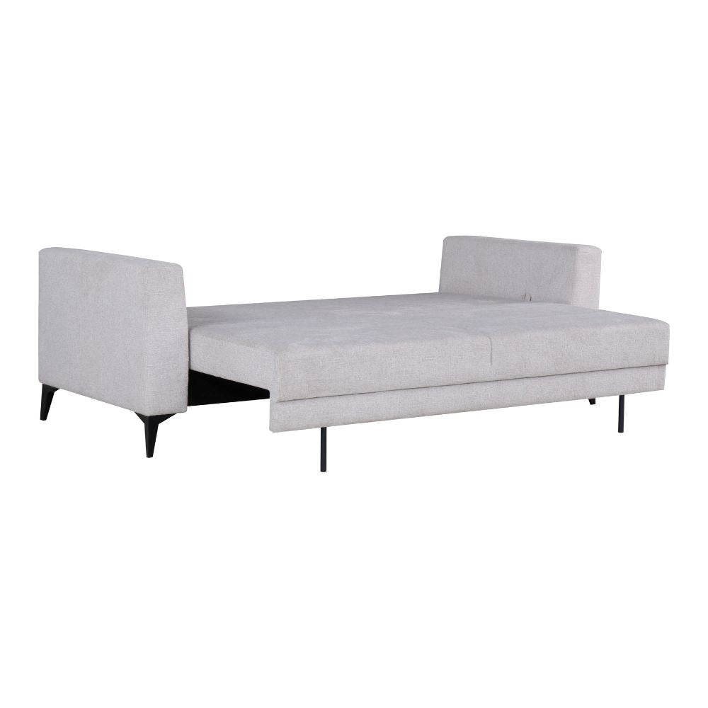 Divano con carrello estraibile e schienale ribaltabile 3 posti grigio chiaro - Derry