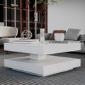 Tavolino da salotto con doppio piano quadrato girevole bianco 67x67 cm Monolith